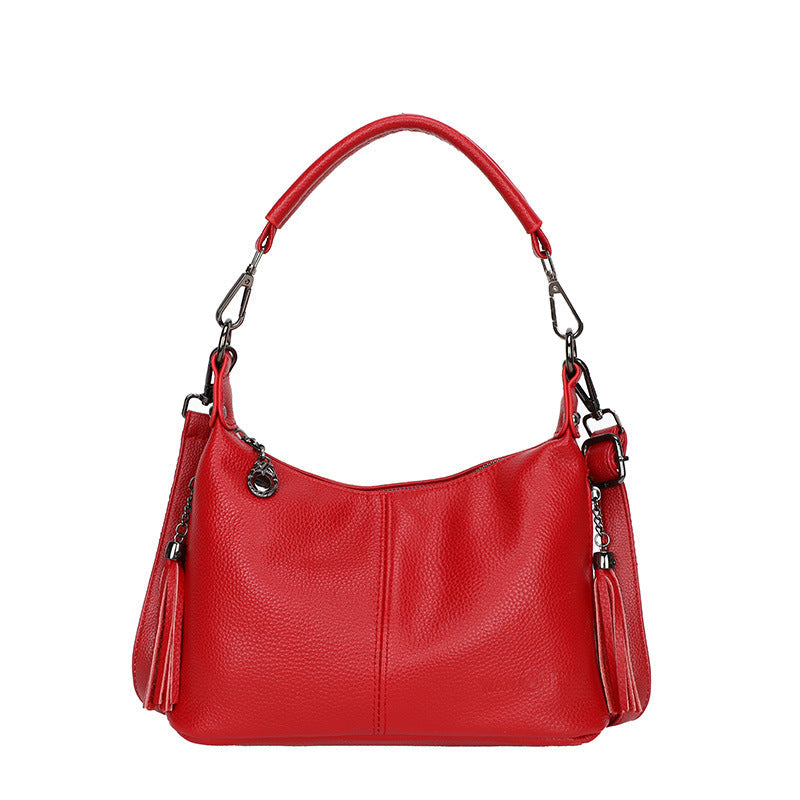 Women's Korean Style Tassel Mother Genuine Leather Handbags