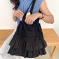 Women's Ruffled Canvas Large Capacity Underarm High-grade Shoulder Bags