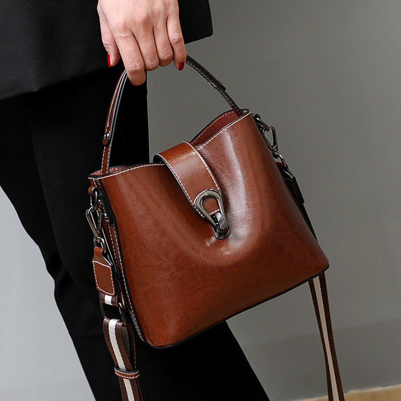Oil Wax Leather Simple Large Capacity Crossbody Bags