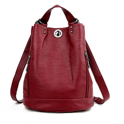 Women's Fashion Soft Leather Large Capacity Backpacks