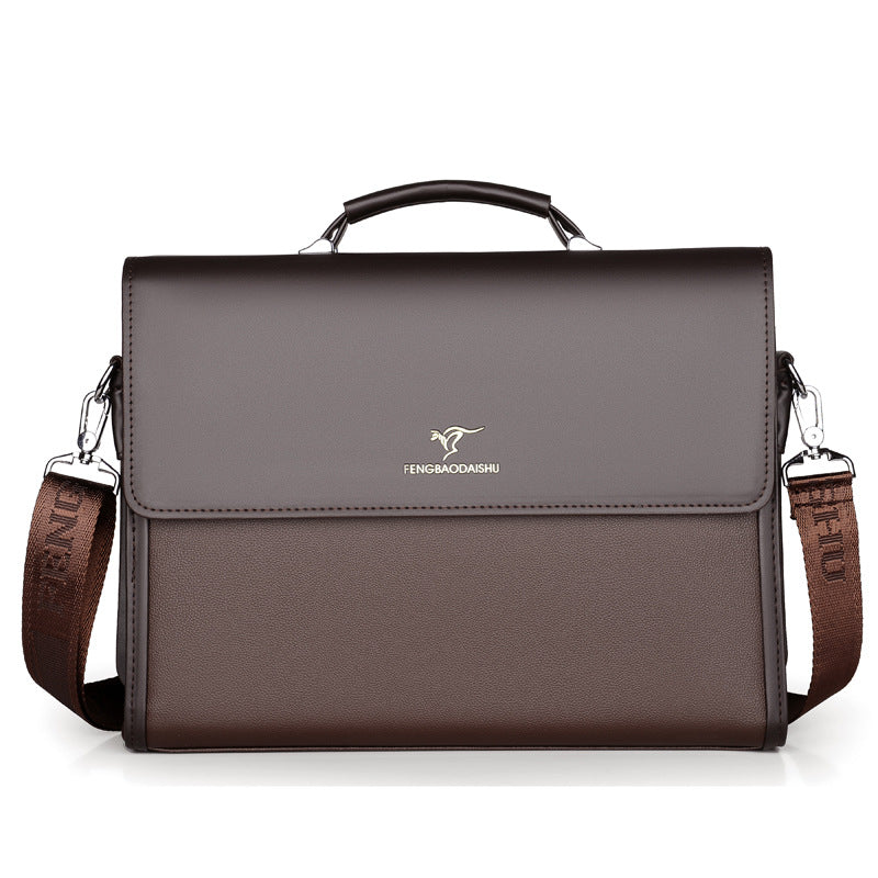 Men's Business Horizontal Large Capacity Leather Shaping Conference Work Handbags