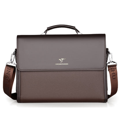 Men's Business Horizontal Large Capacity Leather Shaping Conference Work Handbags