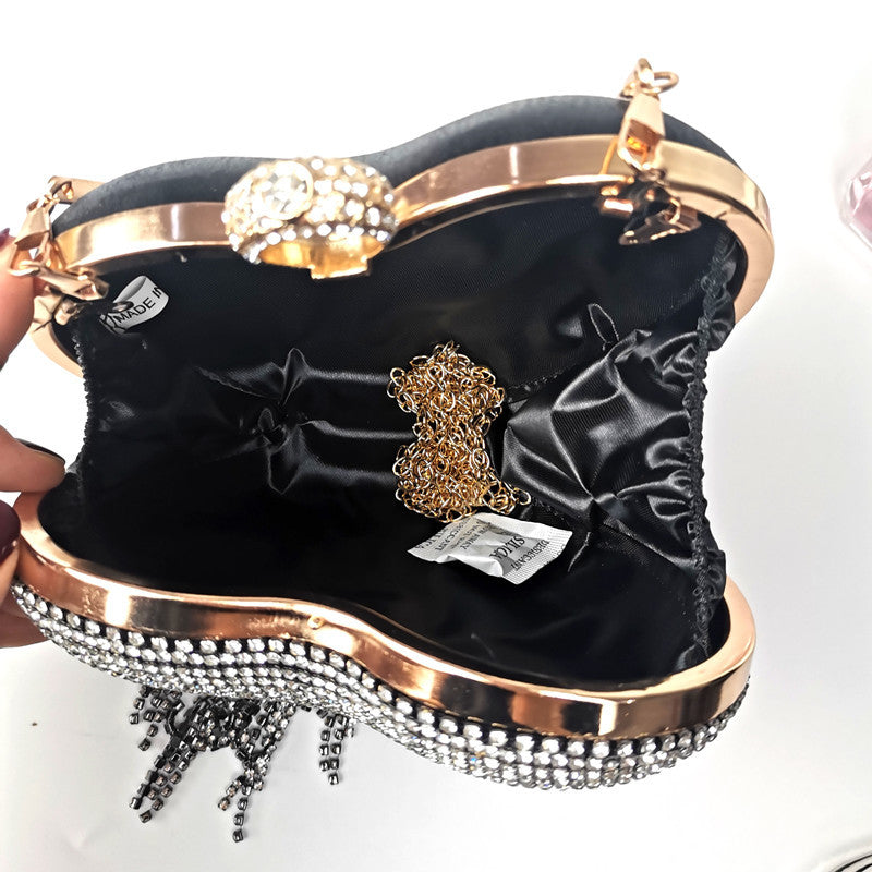 Heart Tassel Diamond Clutch Cheongsam Wedding Peach Bags