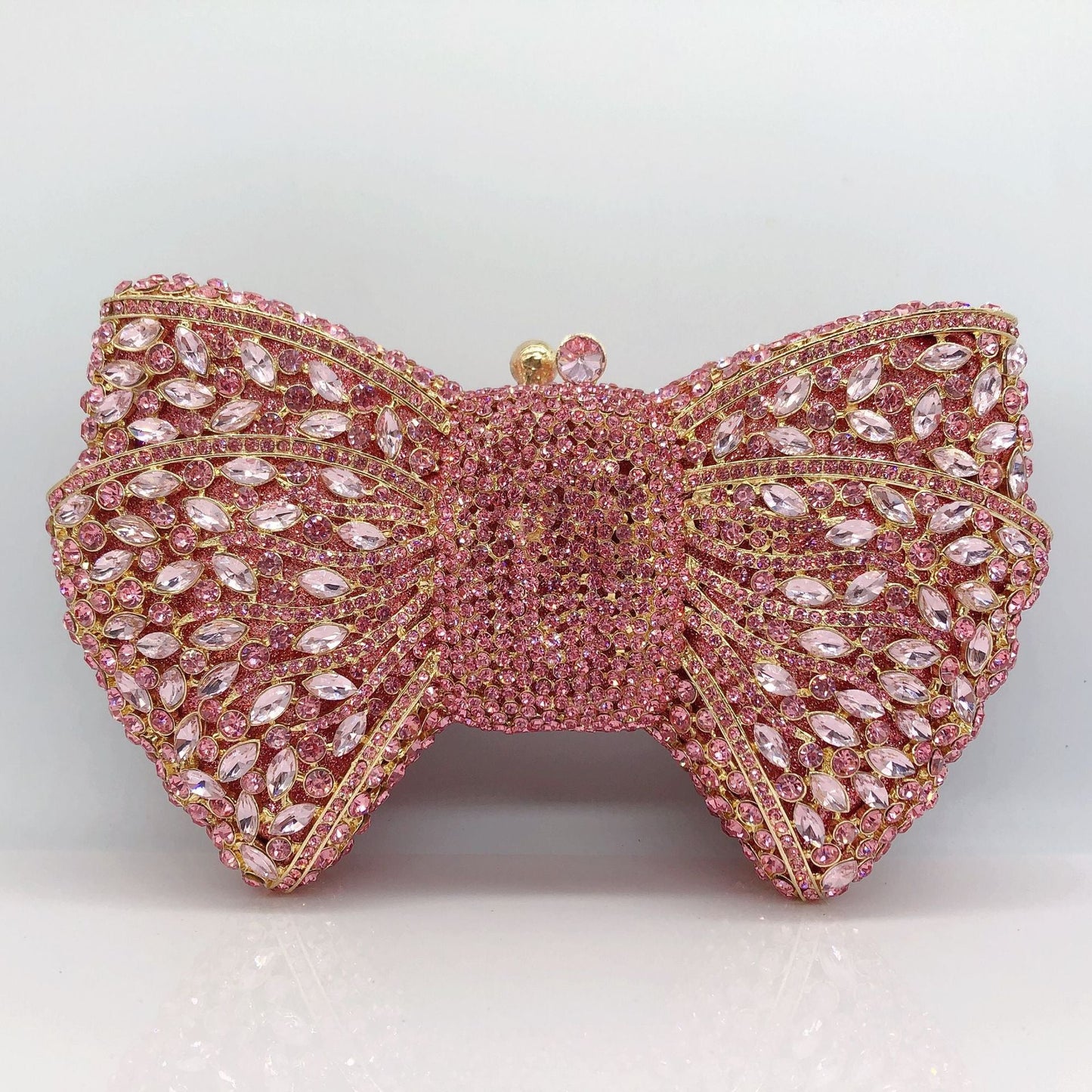 Women's Banquet Dress With Diamond Bow Holding Evening Bags