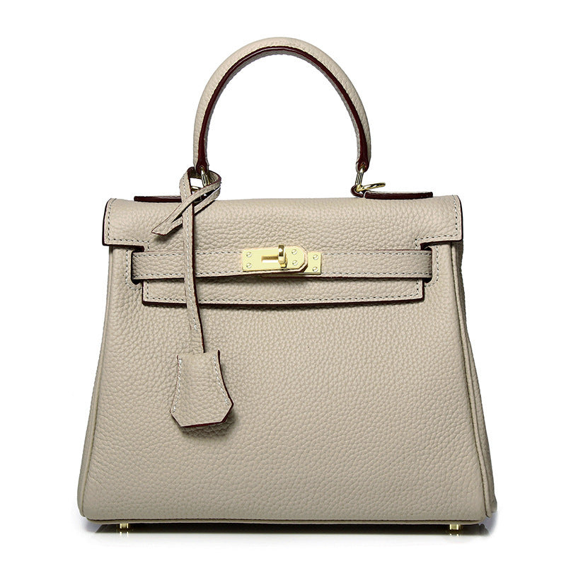 Women's High-grade Fashionable Genuine Leather Handmade Kelly First Layer Handbags