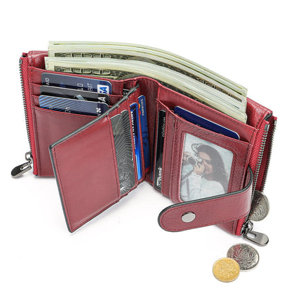 Men's Vintage 2 Fold First Layer Cowhide Coin Purses