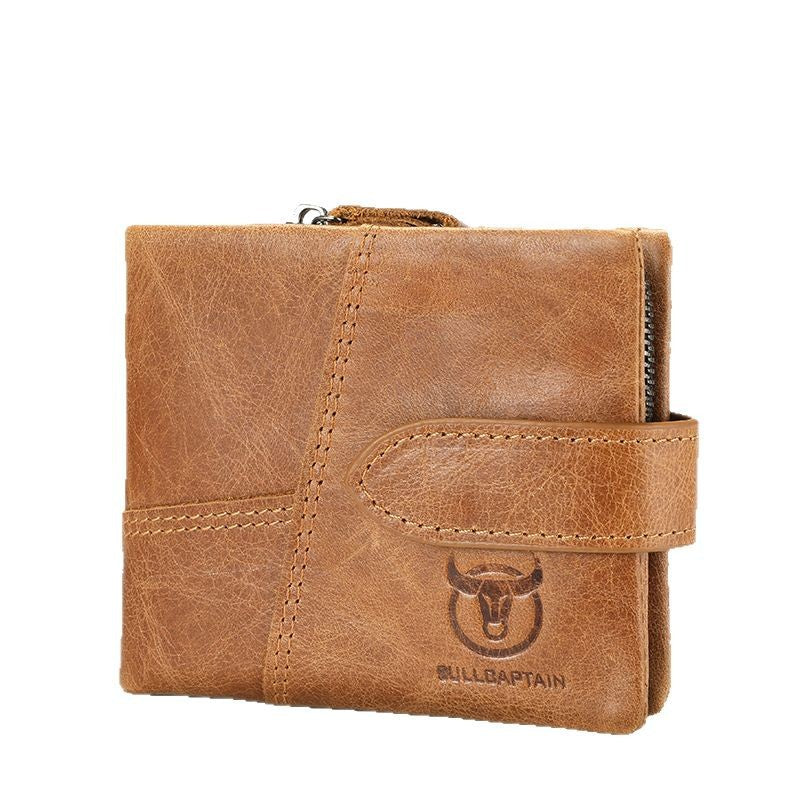 Men's Bull Captain Leather Horizontal Green Retro Men's Wallets