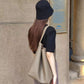 Genuine Leather Litchi Pattern Class Commuter Bucket Bags