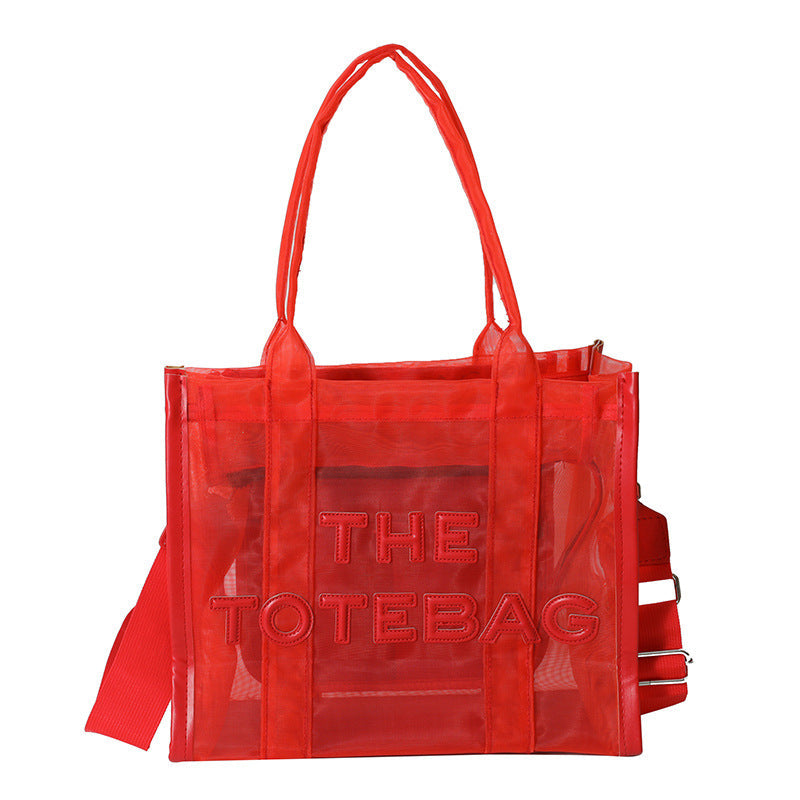 Women's Today Popular Jelly Color Mesh Transparent Bags