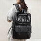 Men's Chessboard Grid High Quality Leather Large Backpacks