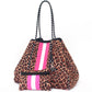 Leopard Print Printed Black Portable Beach Shoulder Bags
