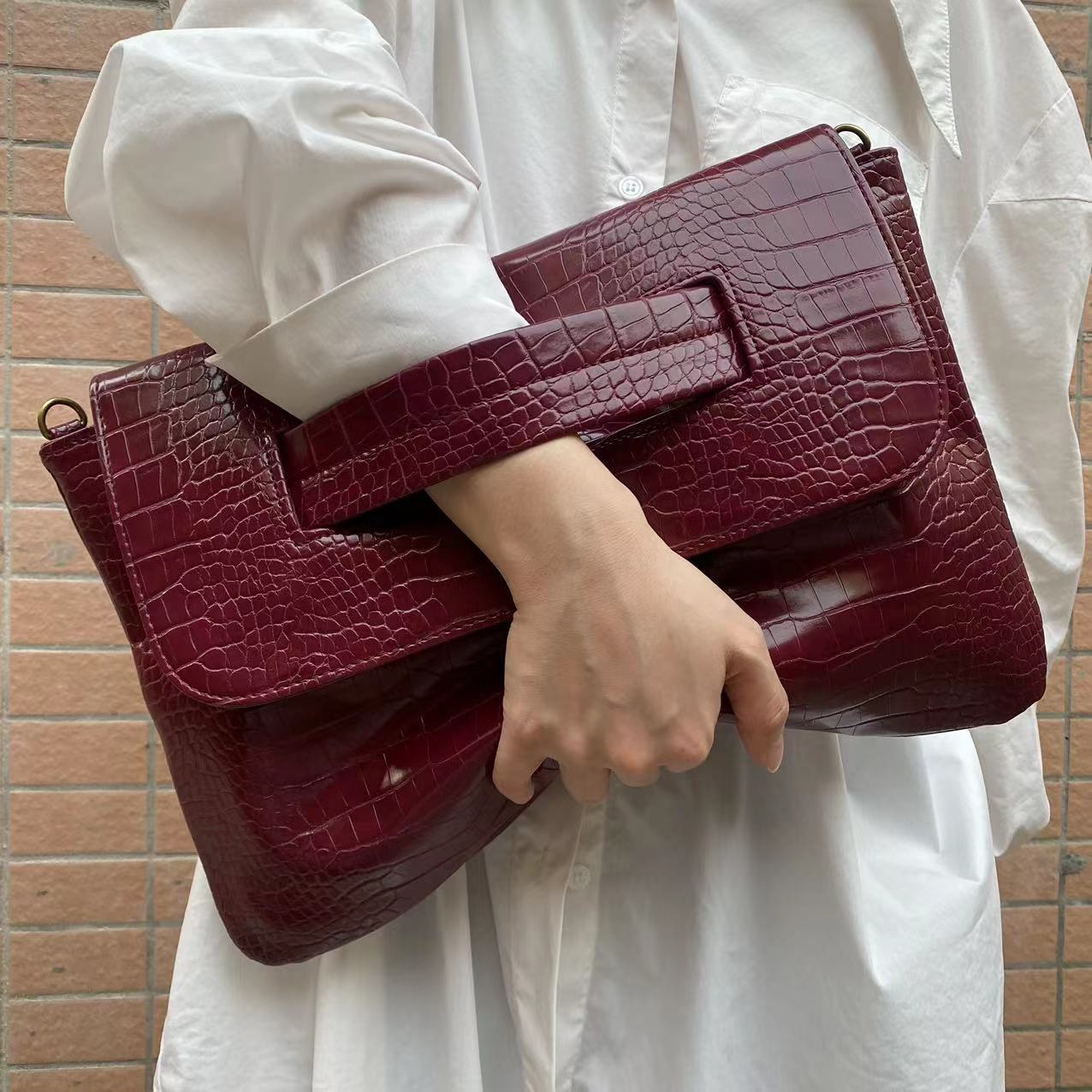 Pattern Strap Clutch Large Capacity File Handbags