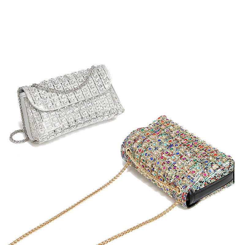 Women's Dinner Diamond Chain Textured High Evening Bags