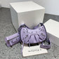 Women's Pleated Crescent Son Mother Retro Rivet Shoulder Bags
