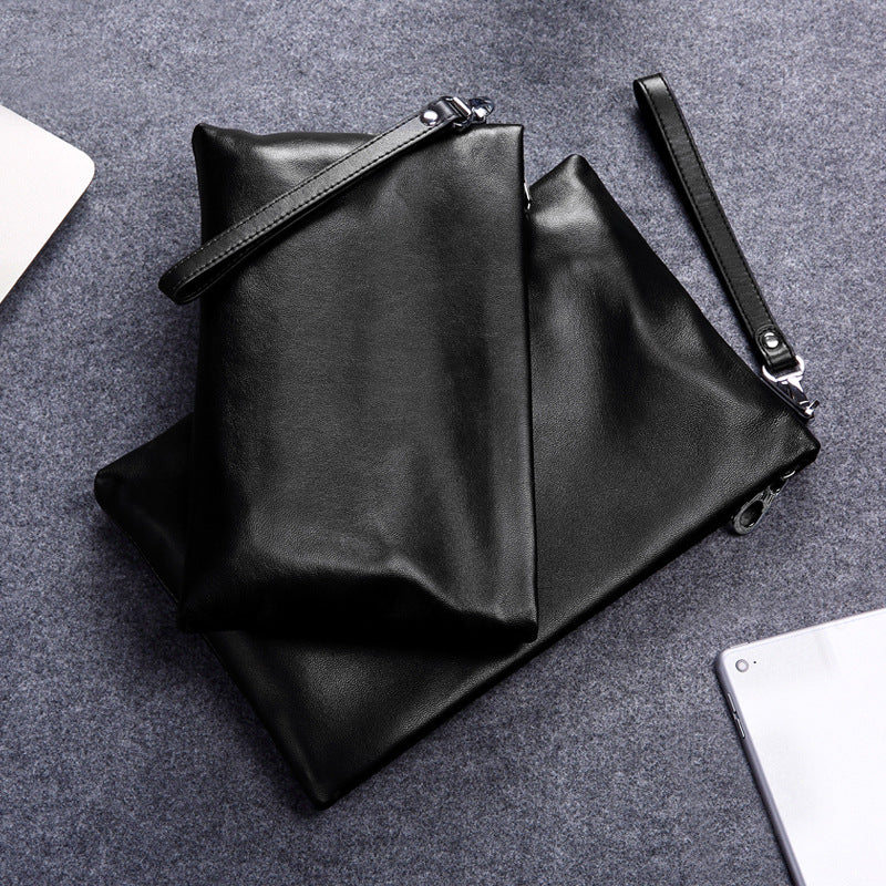 Men's Clutch Top Layer Cowhide Envelope Large Men's Handbags