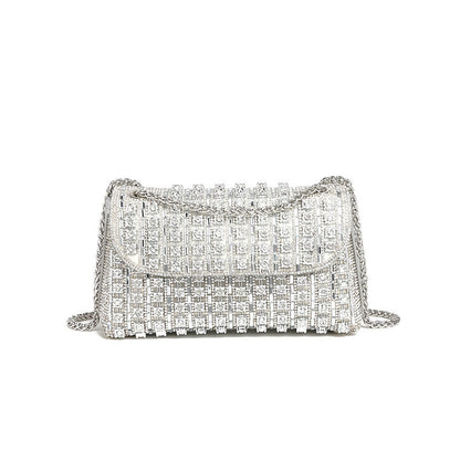 Women's Dinner Diamond Chain Textured High Evening Bags