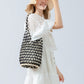 Women's Hollow With Wooden Beads Decoration Portable Handbags