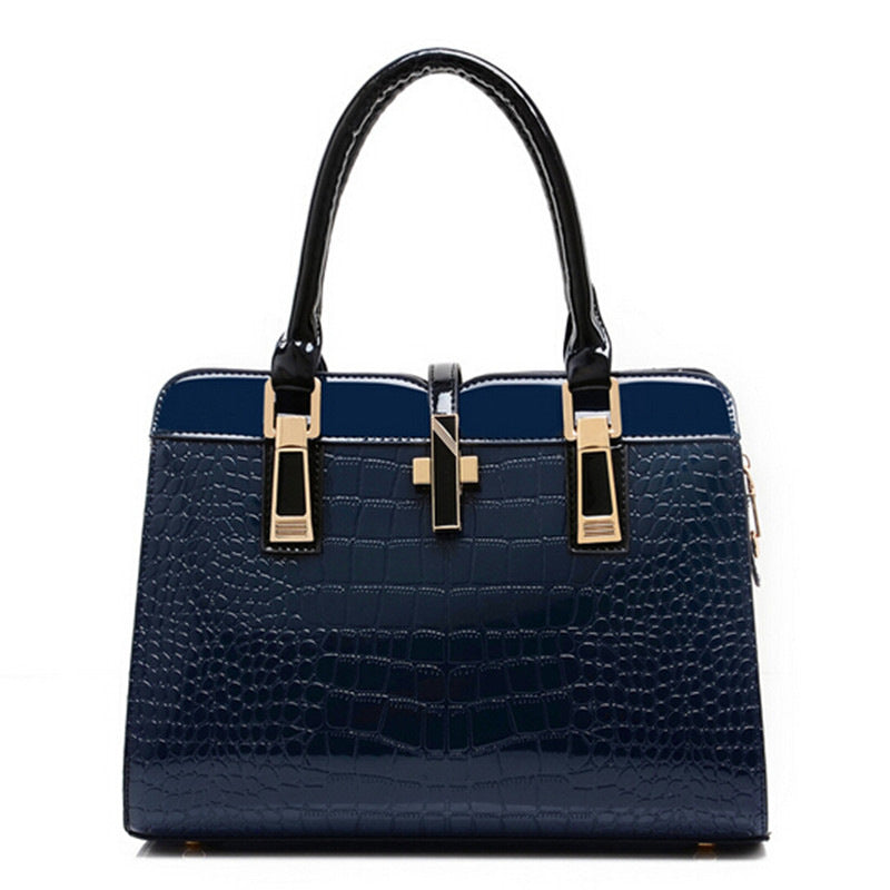 Women's Crocodile Pattern Mom Fashion Big Shoulder Bags