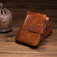 Men's Leather Short Portable Cowhide Zipper Change Ladies Wallets