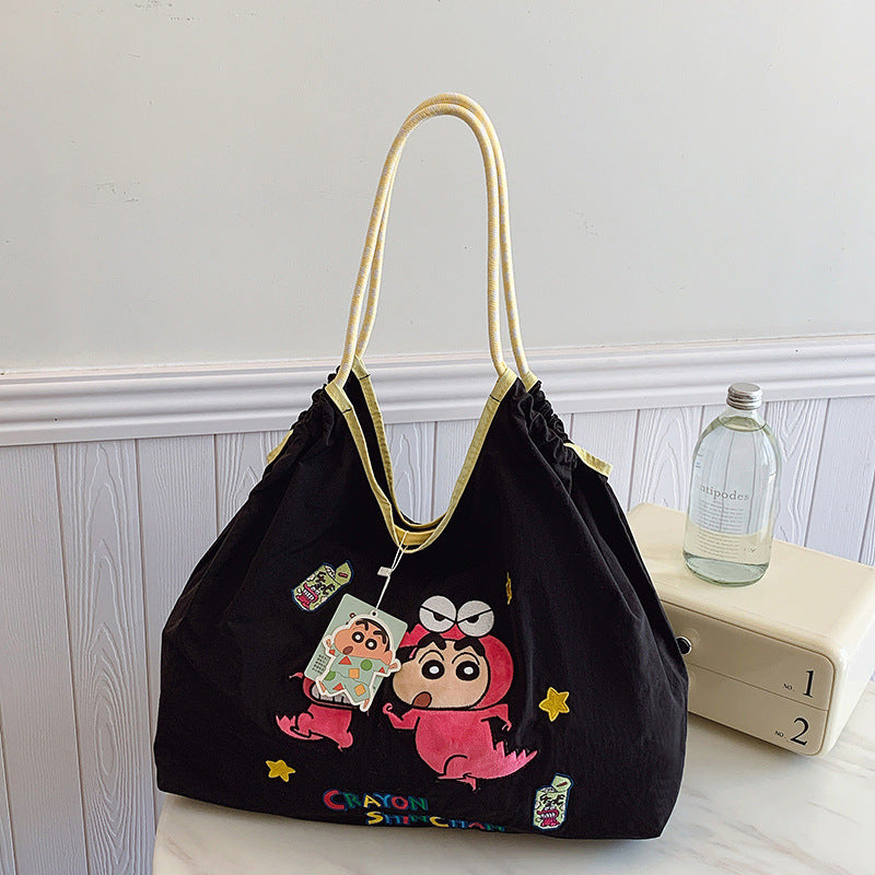 Summer Crayon Embroidery Cartoon Large Capacity Environmentally Shoulder Bags
