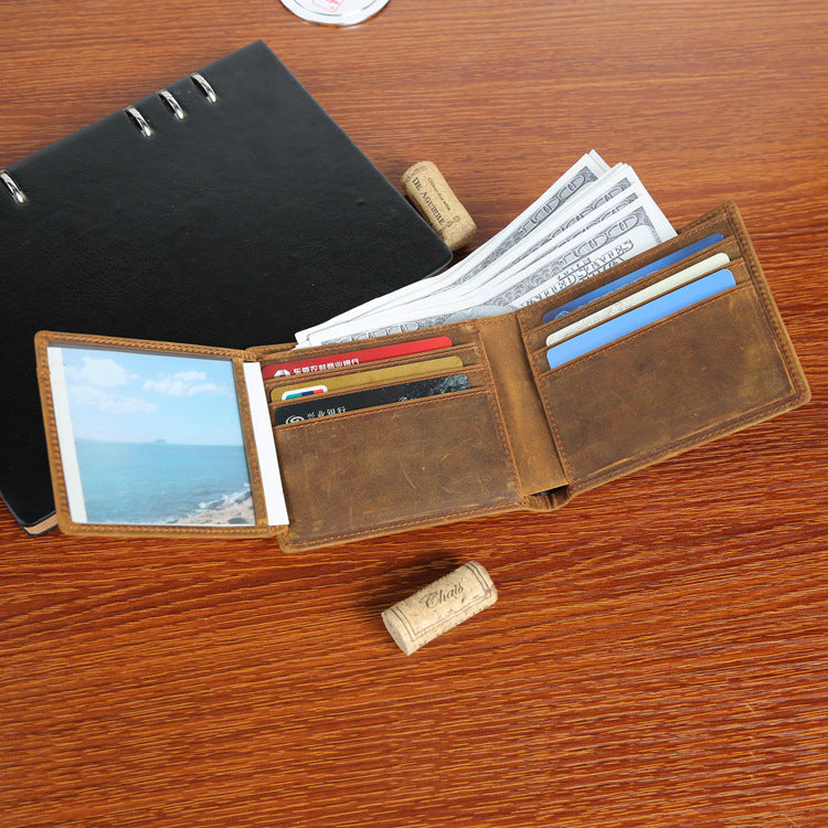 Men's First Layer Crazy Horse Cowhide Vintage Men's Wallets