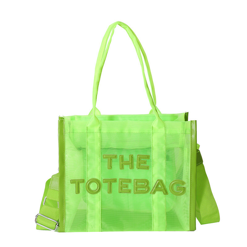 Women's Today Popular Jelly Color Mesh Transparent Bags