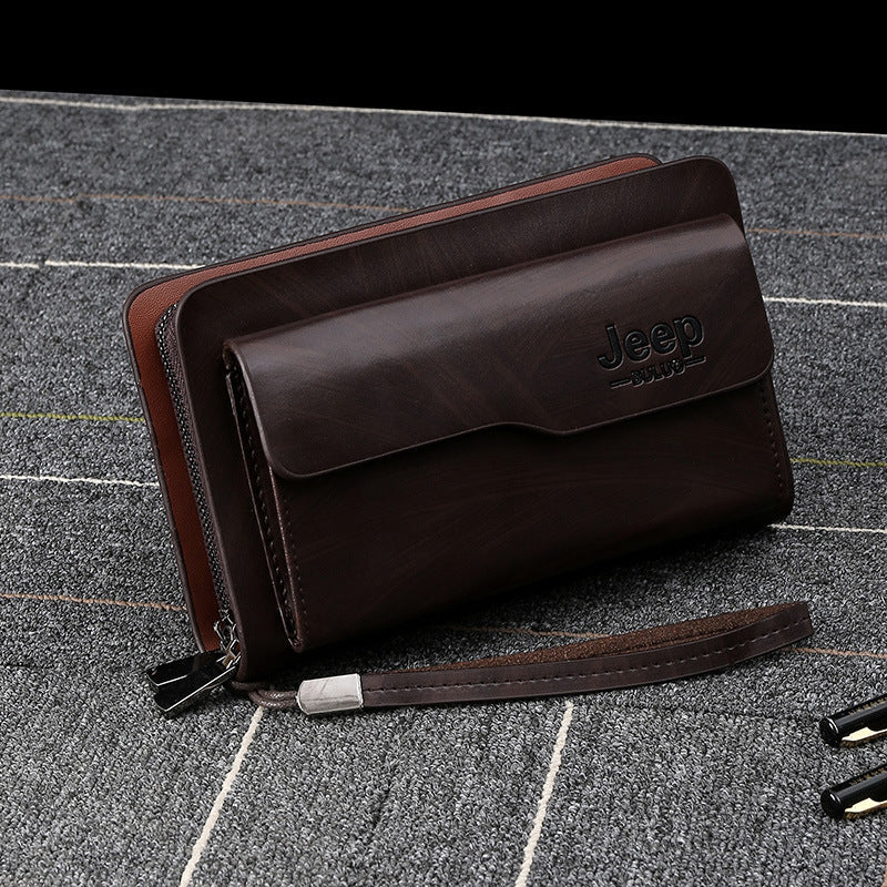 Men's Double Zipper Large Capacity Business Trendy Men's Handbags