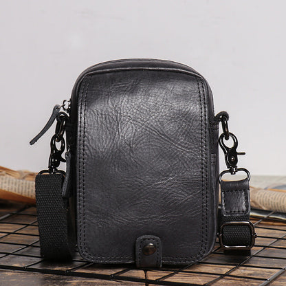 Men's Leather Frosted Cowhide Hanging Handmade Multifunctional Men's Shoulder Bags