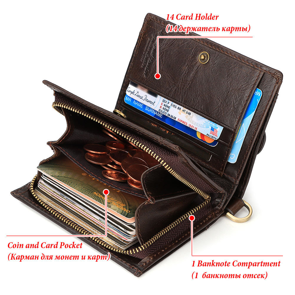 Men's Creative Leather Zip Large Capacity Purses