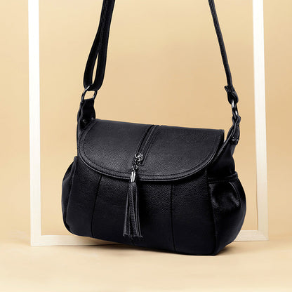 Women's Fashion Trendy Tassel Mother Soft Leather Crossbody Bags