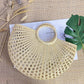 Women's Handmade Yellow Grass Hollow Semicircle Woven Handbags
