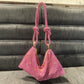 Attractive Women's Rhinestone Underarm Pink Clutch Shoulder Bags