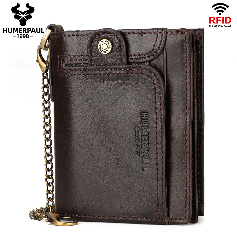 Men's Creative Leather Zip Large Capacity Purses