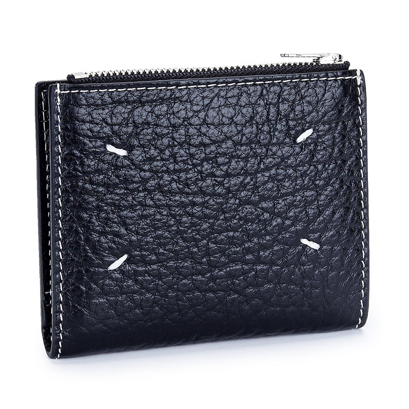 Women's First Layer Cowhide Elephant Pattern Short Ladies Wallets