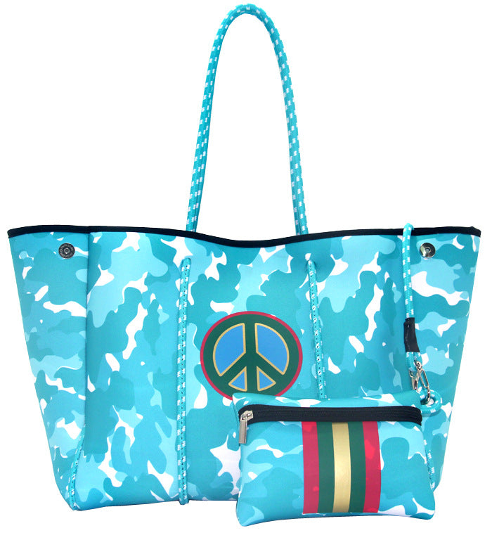 Leopard Print Printed Black Portable Beach Shoulder Bags
