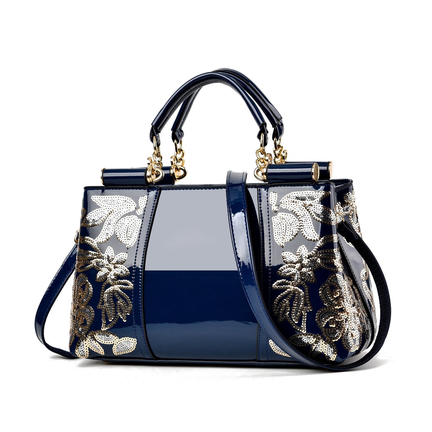 Women's Fashion Embroidery Large Capacity Bright Leather Shoulder Bags