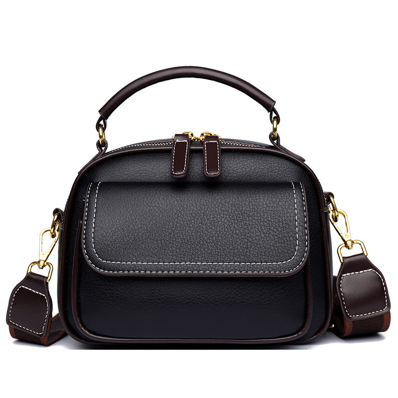Women's Box Doctor Leather Pattern Versatile Contrast Color Bags