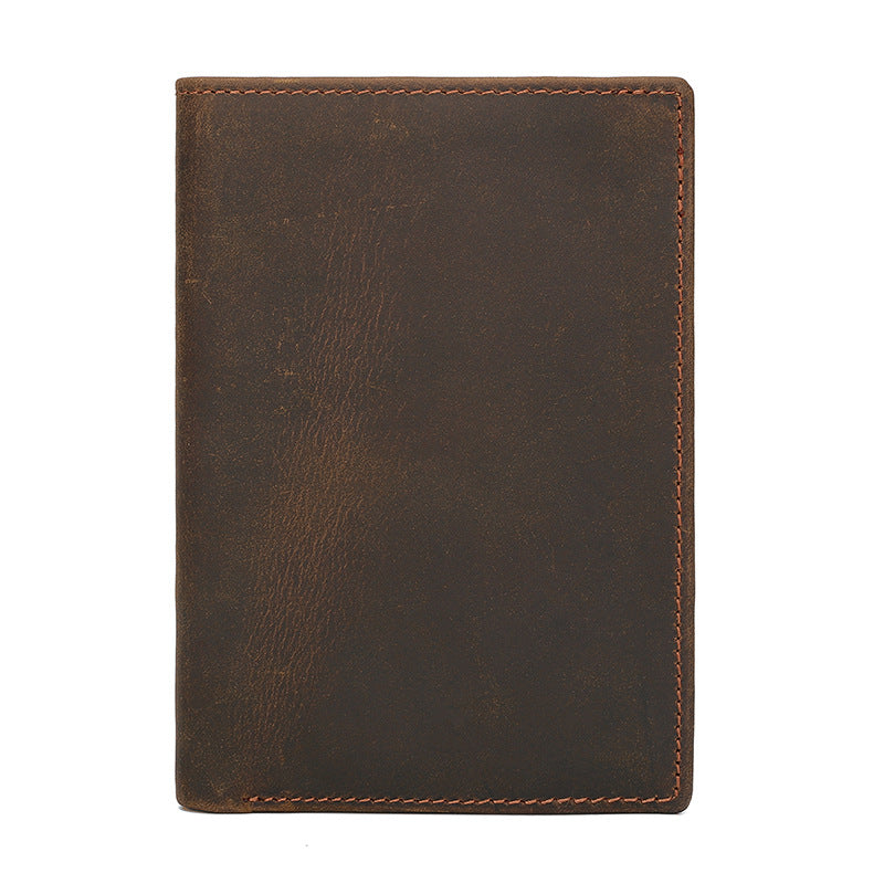 Men's Vintage Leather Passport Wrapper Crazy Horse Card Holder