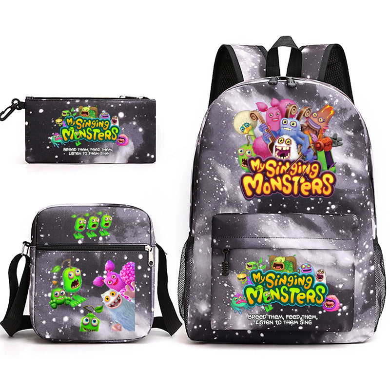 Game Monster Concert Pencil Three-piece Set Backpacks