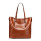 Women's Oil Wax Leather Solid Color Underarm Large Shoulder Bags