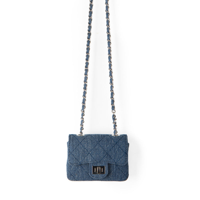 Women's Design Mini Fashionable Diamond Plaid Denim Crossbody Bags