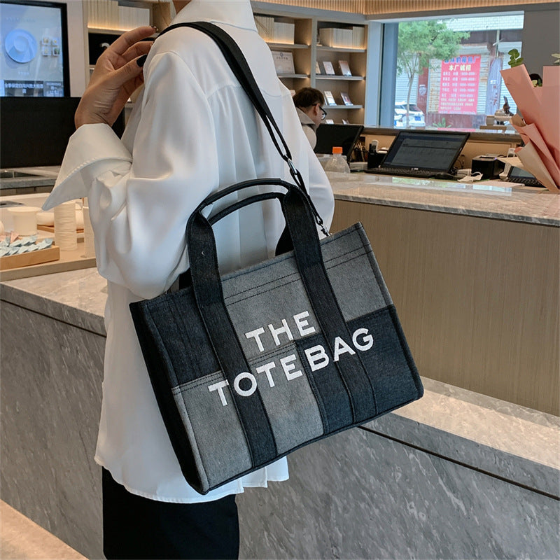 Women's Denim Fashion Retro Niche Stitching Embroidered Bags