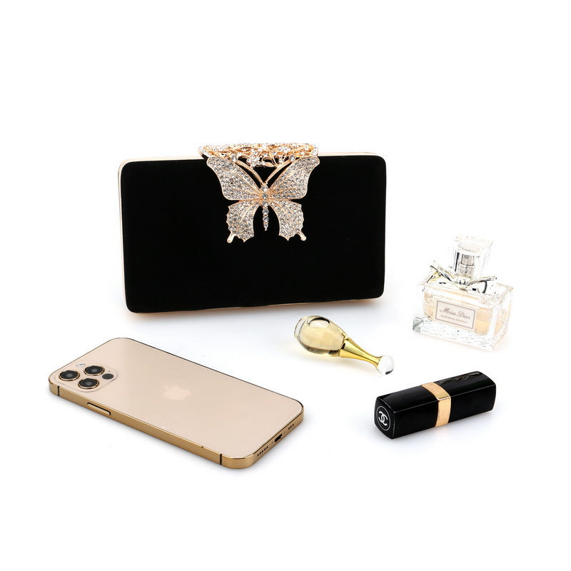 Women's Diamond Dinner Bow High-grade Veet Banquet Evening Bags