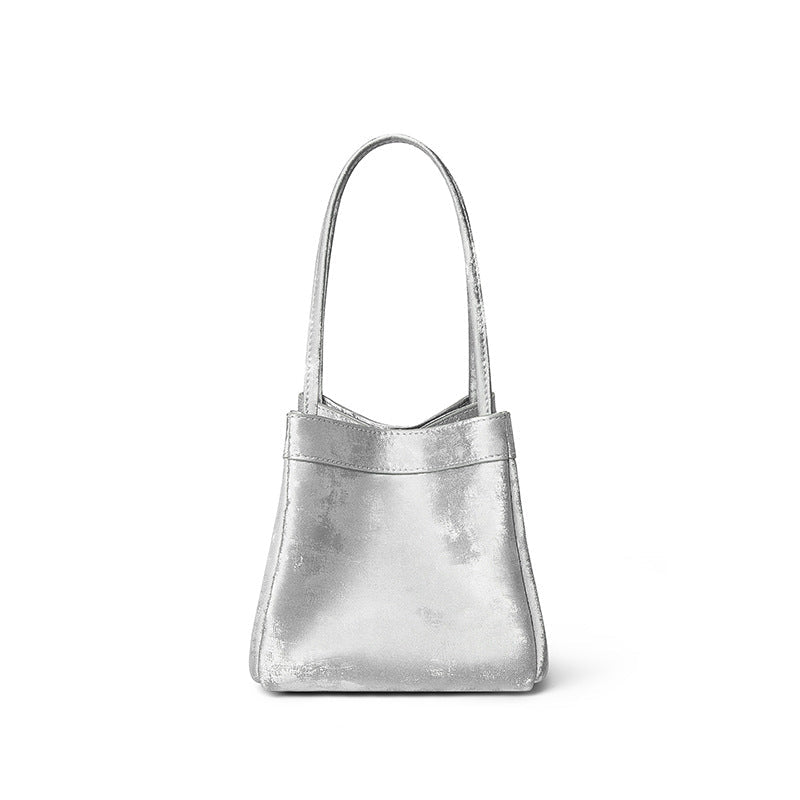 Women's Chinese Style Tip Leather Satin Large Shoulder Bags