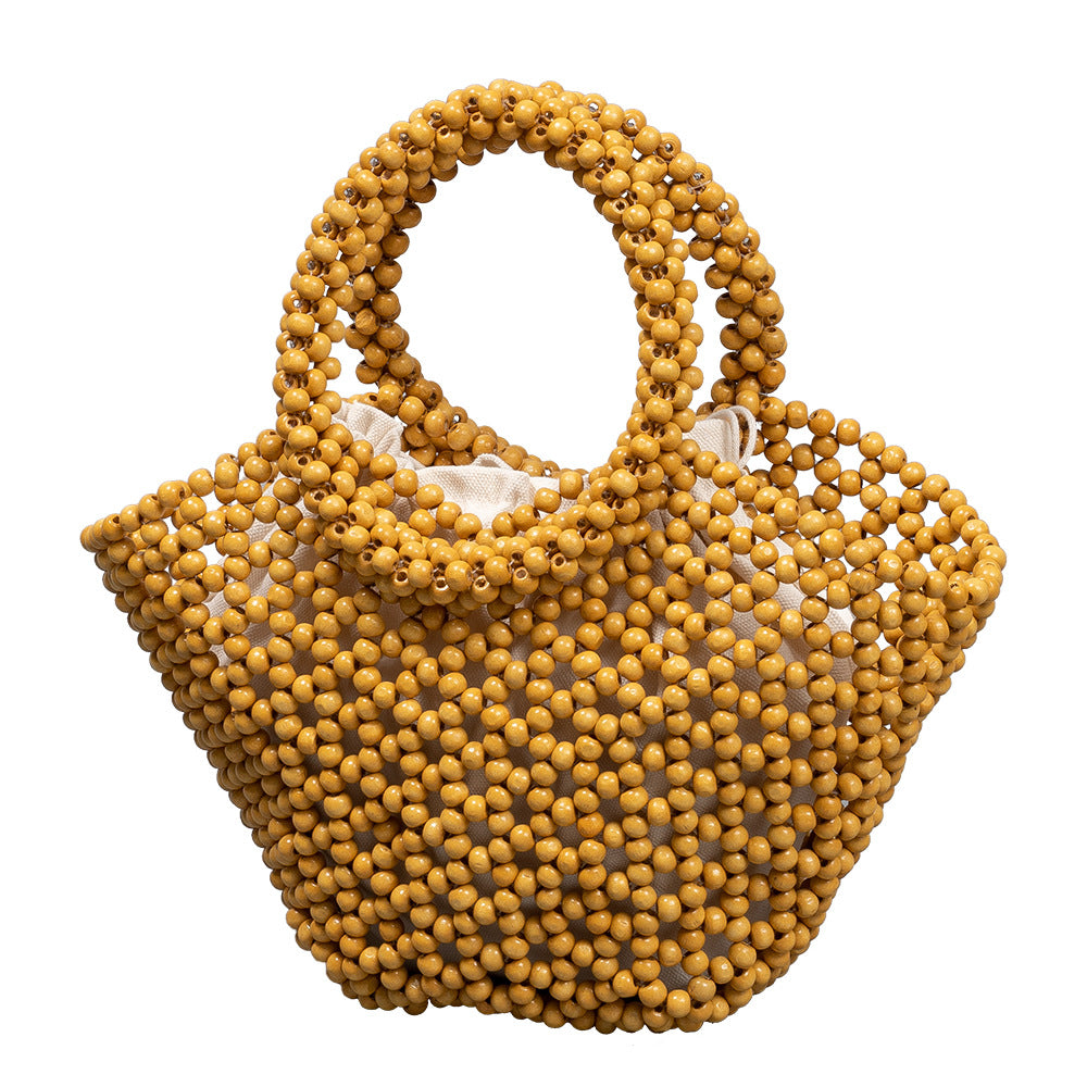Women's Beach Vacation Hollow Out With Wooden Handbags