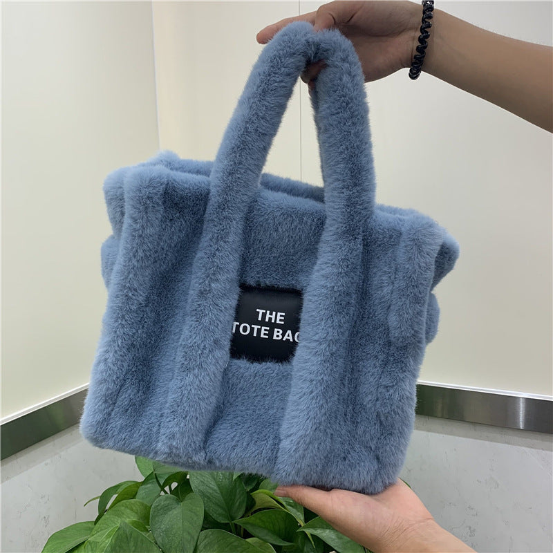 Women's Faux Fur Plush Shopping Commuter Bags