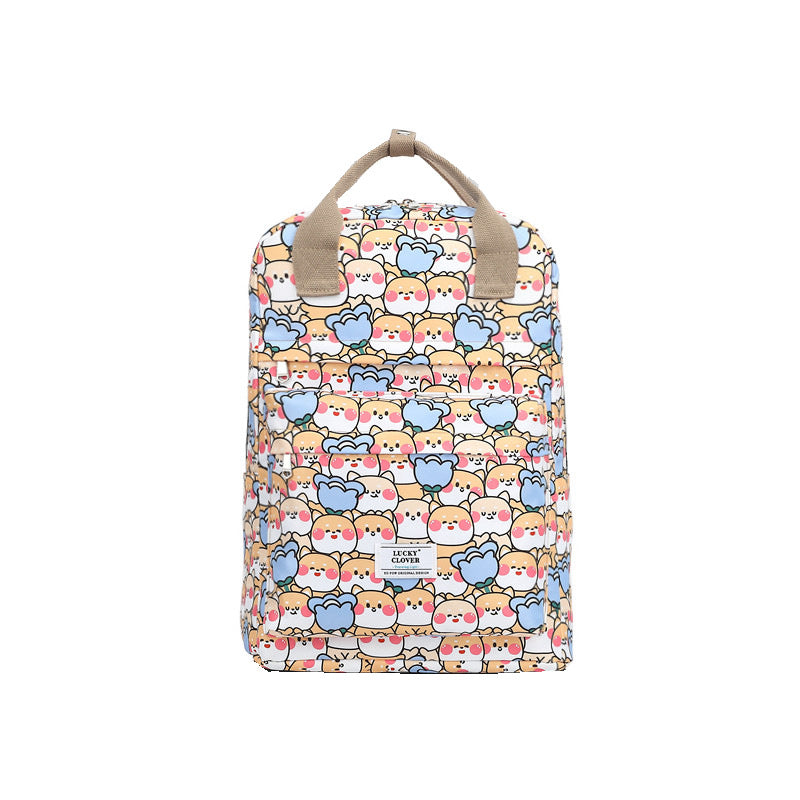 Men's Waterproof Floral Print Fresh Computer Schoolgirl Backpacks
