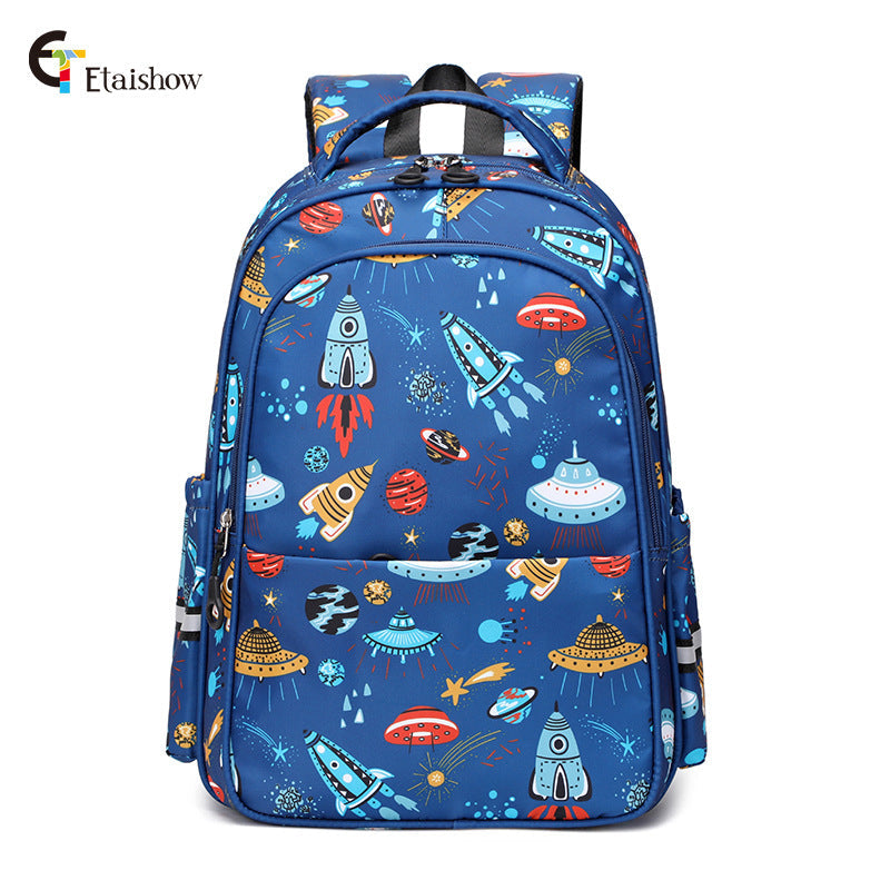 Male One Two Three Level Spacecraft Rocket Elementary School Students' Schoolbags