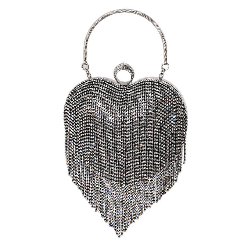 Rhinestone Heart Fashion Diamond Tassel Dinner Evening Bags