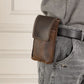 Men's First Layer Cowhide Magnetic Mobile Vertical Men's Waist Packs